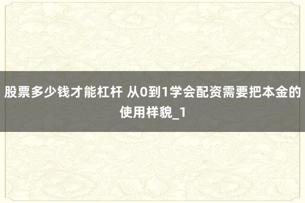 股票多少钱才能杠杆 从0到1学会配资需要把本金的使用样貌_1