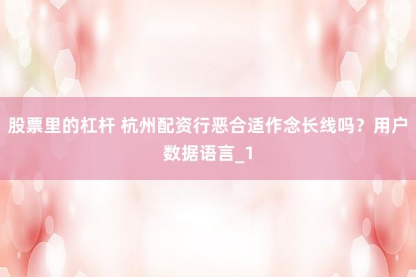 股票里的杠杆 杭州配资行恶合适作念长线吗？用户数据语言_1