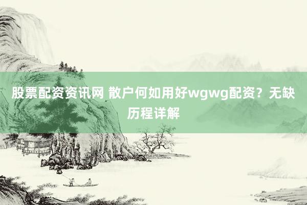 股票配资资讯网 散户何如用好wgwg配资?无缺历程详解