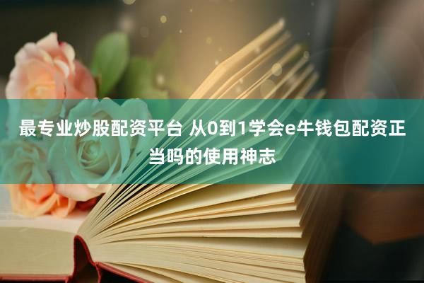 最专业炒股配资平台 从0到1学会e牛钱包配资正当吗的使用神志