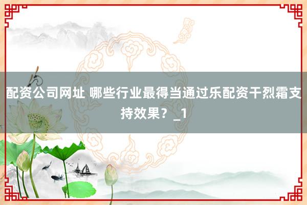 配资公司网址 哪些行业最得当通过乐配资干烈霜支持效果?_1