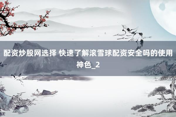 配资炒股网选择 快速了解滚雪球配资安全吗的使用神色_2